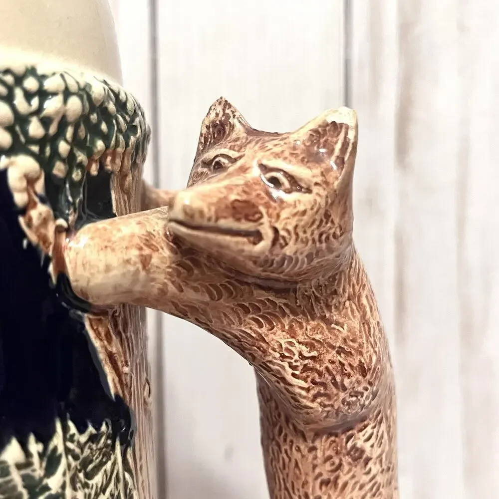 Vintage GERZ German BEER STEIN w/o Lid, Hunting Theme, Fox Handle... Beautiful